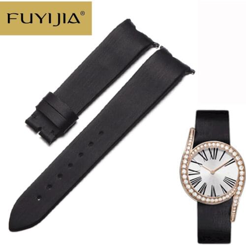 2021 New Silk Grain Cowhide Strap 18MM 21MM Limelight Watches Genuine Leather Bands Built-in Special Metal Connector Watch Band