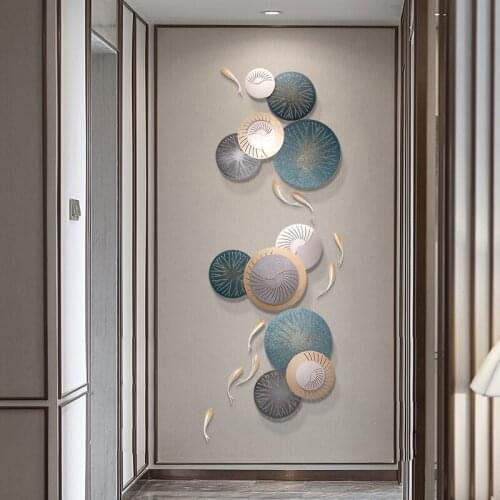 Modern Wrought Iron Round Plate Wall Painting Artwork Home Livingroom Wall Mural Crafts Lobby Store Club Wall Sticker Decoration