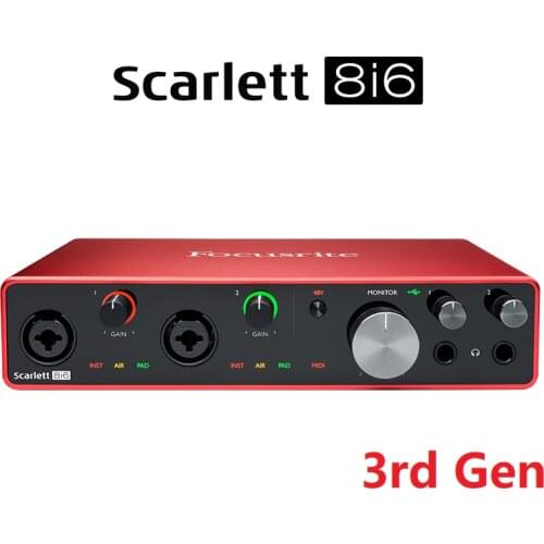 Focusrite Scarlett 8i6 3rd Gen. 8 in/6 out external USB recording sound card arranger electric guitar audio interface
