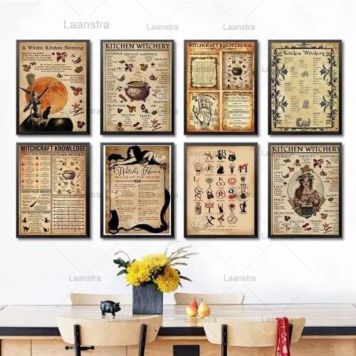Kitchen Witchcraft Fun Posters and Prints Decoration Canvas Wall Picture Witch Blessing Knowledge Art Painting Gift Home Decor