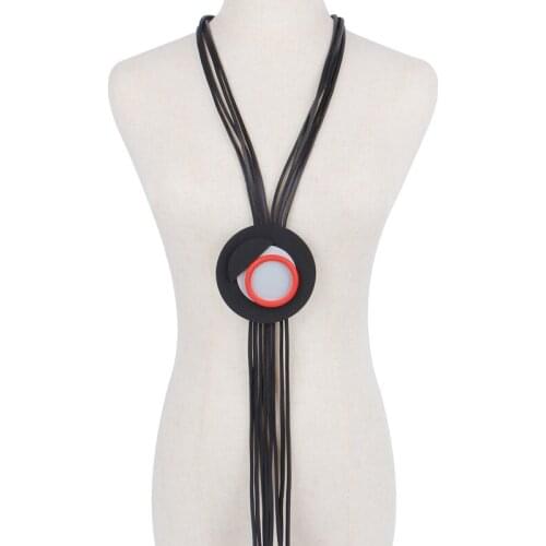 YD&YDBZ DIY Rubber Long Tassel Statement Necklaces For Women Classic Red Silicone Circle Pendant Necklace Trendy Costume Jewelry