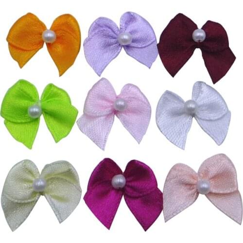 100Pcs 2cm Color Pearl Ribbon Bowknot Patch DIY Craft Supplies Kids Headwear Clothes Shoes Gift-Wrap Decor Toy Sewing Accessory