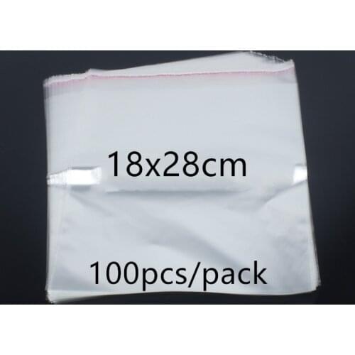 100pcs Transparent Self Adhesive Seal OPP Plastic Bags Gifts Jewelry Shipping Packaging Clear Bag for Business 18x28cm