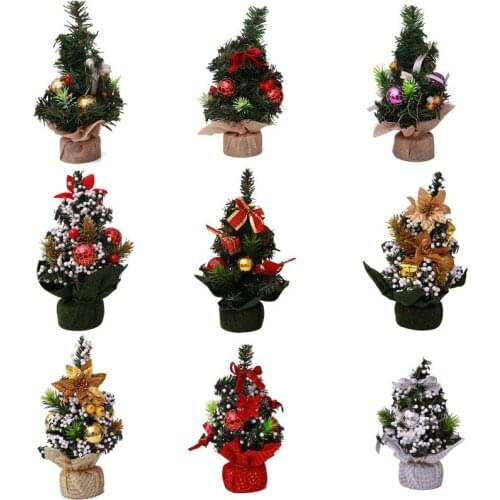 12Pcs Mini Christmas Tree Xmas Artificial Tabletop Decorations Festival Miniature Tree Home Room Desktop Ornaments Wholesale X2