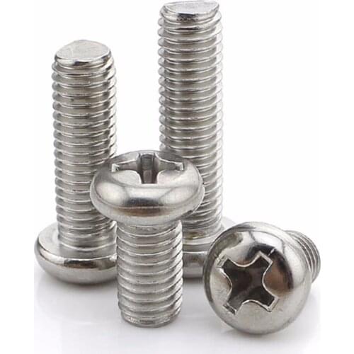 200PCS M3 Stainless Steel Cross Recessed Phillips Screw Round Pan Head Screw M3*4/5/6/8/10/12/16/20/25/30mm