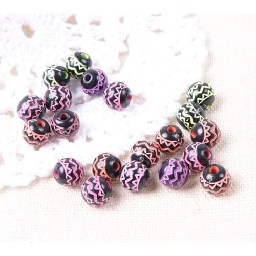 2018 New Black Fluorescence Stripe Wave Acrylic Spacer Beads For Bracelet Necklace Jewelry Making DIY 8mm 200pcs/lot