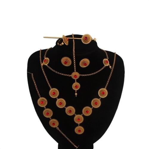 Vintage African gold jewelry set for women 6pcs Sets Gold color sets jewelry free shipping