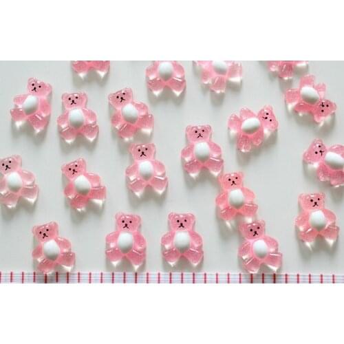 250pcs Resin kawaii Bling Pink Clear Bear Deco cabochons Flatbacks 22x18mm-wholesale shipping you pick colors sparkle glitter