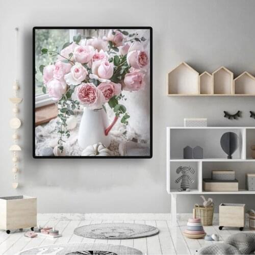 Diamond painting 5D Diy diamond embroidery pink flower mosaic home decoration holiday gift without frame