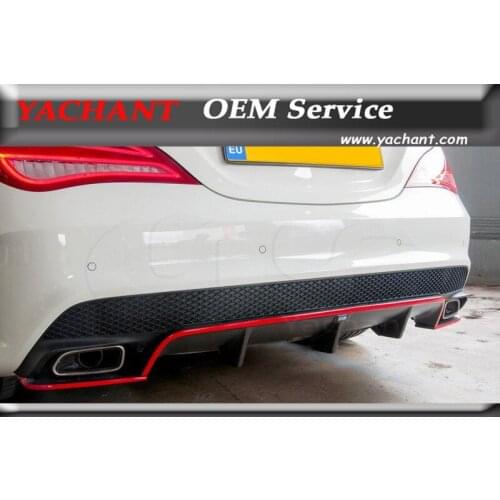 Carbon Fiber Car Bodykit Rear Diffuser Fit For 2013-2015 W117 C117 CLA Class RZ RZA 290 Style Rear Bumper Diffuser with Fins