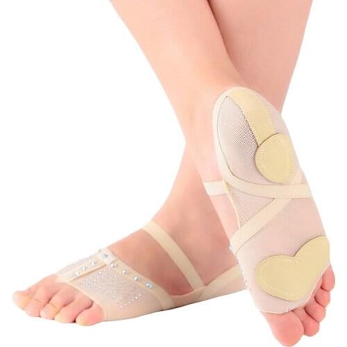 Ballet Dance Socks Foot Thong Toe Pad Rhinestones Mesh Half Shoes Dance Practice Shoes Half Shoes Ballet Footcover
