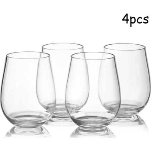 4pc/set Unbreakable PET Red Wine Glass Transparent Fruit Juice Beer Cup Shatterproof Plastic Glasses Cups Bar