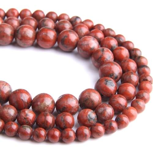 Free Shipping Natural Stone Red Brecciated Jaspers Round Beads 6 8 10MM Pick Size For Jewelry Making finding handmade stone bead