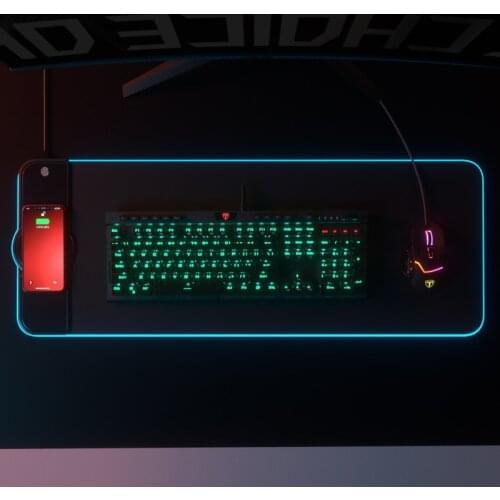 Customized 800x400X4mm Large gaming Wireless Charging Mouse Pad Gamer Mousepad Oversized RGB Luminous Desk Cushion