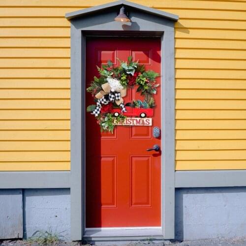 Simulation Christmas Wreath Christmas Tree Decoration Door Hanger Handmade Pendant Artificial Plants Artificial Flowers Home Pvc