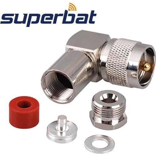 Superbat UHF PL259 Clamp Plug Right Angle RF Coaxial Connector for RG58 LMR195 RG400 Cable