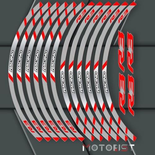 A set of 12pcs high quality motorcycle wheel decals waterproof Reflective stickers rim stripes For Yamaha YZF R3