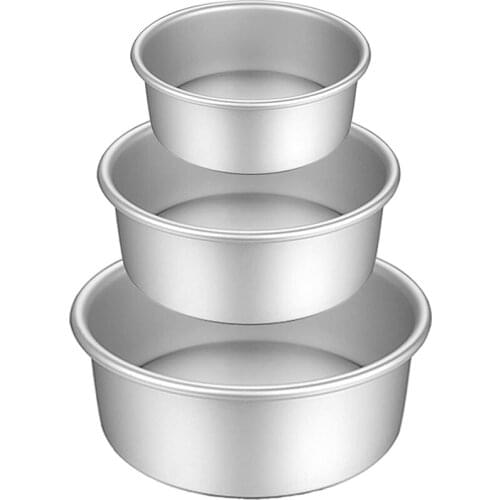 Practical Cake Pan Set, Round Cake Mold Aluminium 3 Pcs Bakeware with Removable Base for Cake Baking Party Birthday Christmas