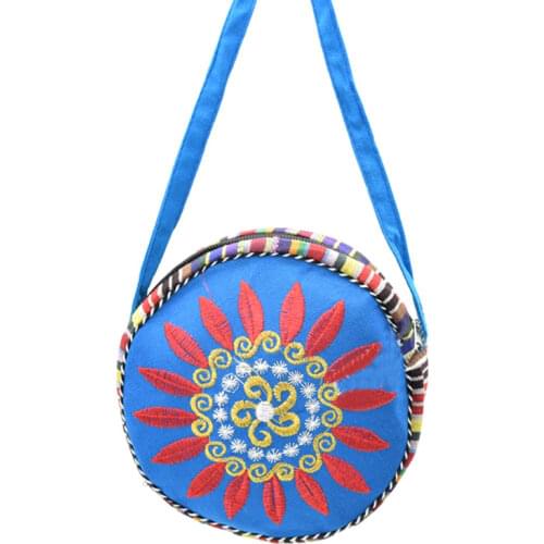 New Flowers Embroidered Women Handbag Shoulder Bag Satchel Bag Round Best Sale-WT