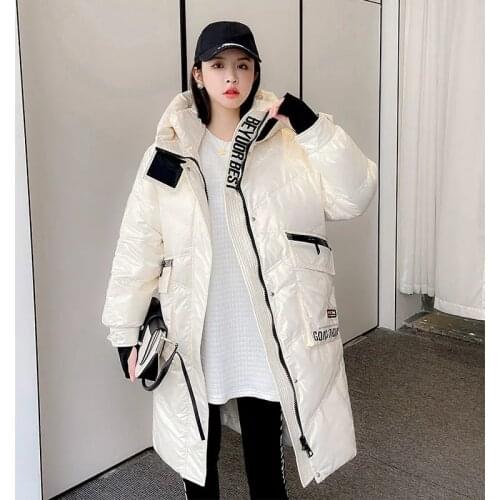 2021 New Long Down Coats Womens Warm Winter White Duck Down Parka Coat Female Hooded Warm Jackets Winter Glossy Warm Down Jacket