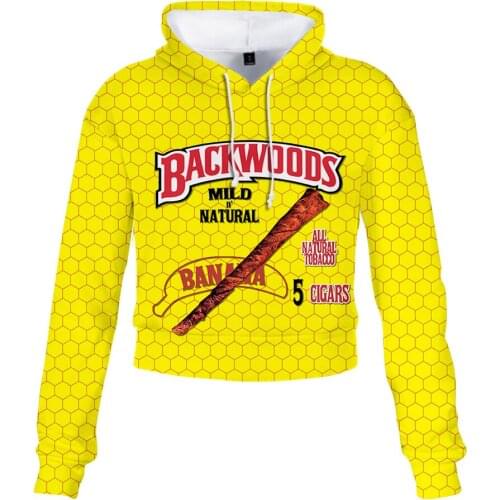 New Backwoods Cigar Slim 3D Digital Color Printing Womens High Waist Hooded Sweatshirt Jumper Cool Design Coats