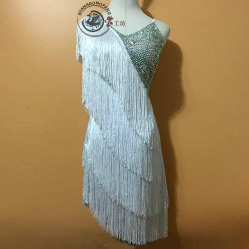 New style latin dance costume sexy stones tassel latin dance dress for women latin dance competition dresses A75 S-4XL