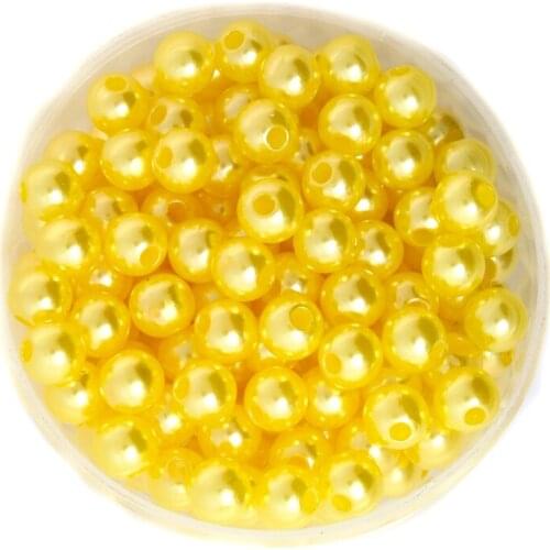 Yellow Color Round Approx 260pcs/lot 8mm Dia. Imitation Plastic Pearl Beads Wholesale for You to DIY CN-BSG01-03YL