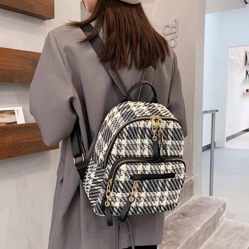 DORANMI Autumn Schoolbag Womens Backpacks 2021 Plaid Shoulder Back Bag Female Rucksacks Large Capacity Mochila Back Bags SB578