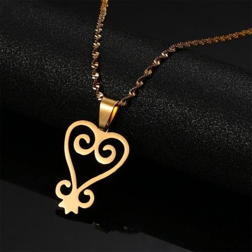 African Adinkra Symbol Pendant Necklaces SANKOFA Learn From The Past Charm Jewelry