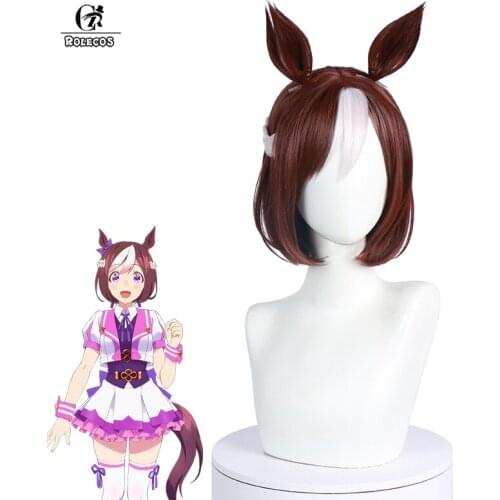 ROLECOS Special Week Cosplay Wig Anime Uma Musume Pretty Derby Cosplay Wig Women Headwear Grey Synthetic Hair Heat Resistant