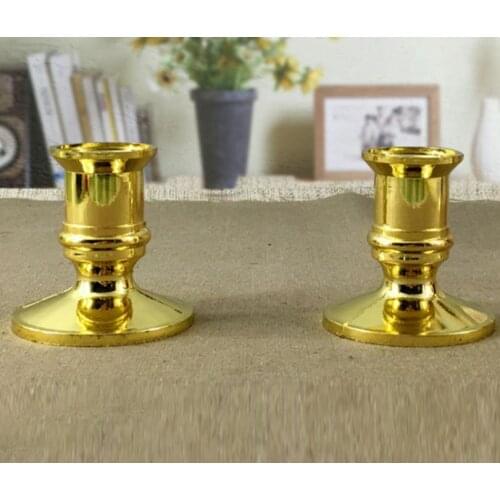 Candlestick Plastic Gold Plated Candle Base Holder Pillar Candlestick Stand For Electronic Candles Tapers Christmas Party SN3569
