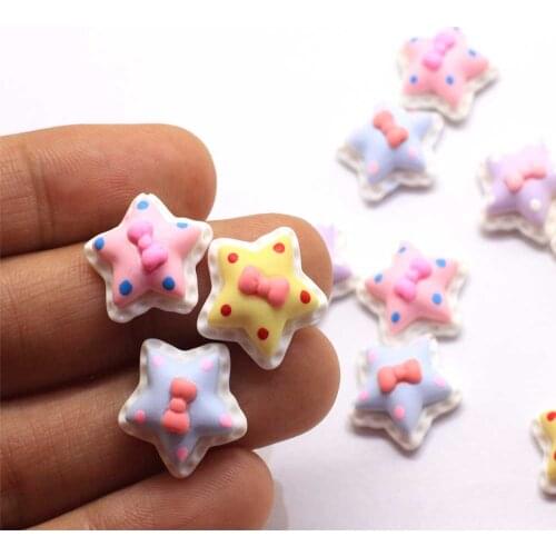 2021 Hot Sale Resin Star Cabochons 3D Flatback Flat Back Star Bow Charms Assorted Pastel Star Beads Hair Bow Cen