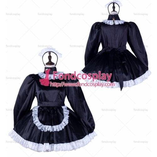 Sissy maid satin dress lockable Uniform cosplay costume Tailor-made[G2336]
