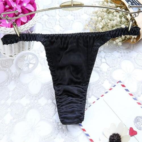 Real Silk Sexy Women Panties With High Waist Smooth Soft Female Underwear Fashion Thongs G-String For Girls