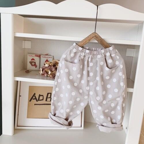 Spring Autumn Girls Pants Korean Casual Pants for Girls Polka Dot Printing Wide Leg Pants Toddler Baby Trousers 2019 New Arrival