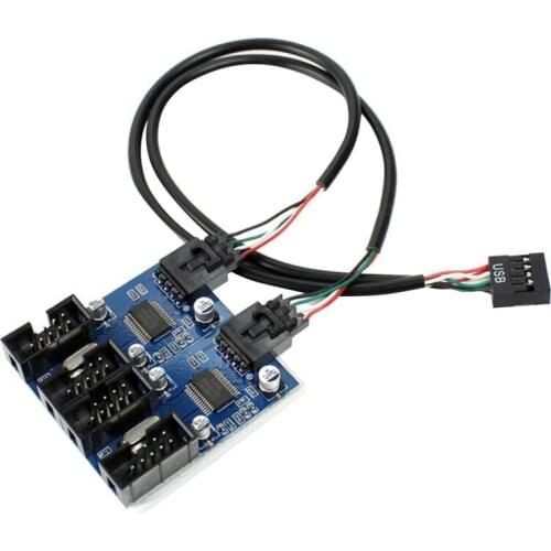 Male 1 to 4 Female 9Pin USB Header Extension Cable Card Motherboard Hub Adapter
