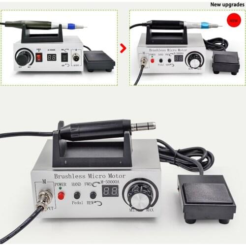 Dental Laboratory Micromotor 50,000 Rpm Non- Carbon Brushless Micro Motor Nail Pedicure Polishing Unit With E Type Handpiece