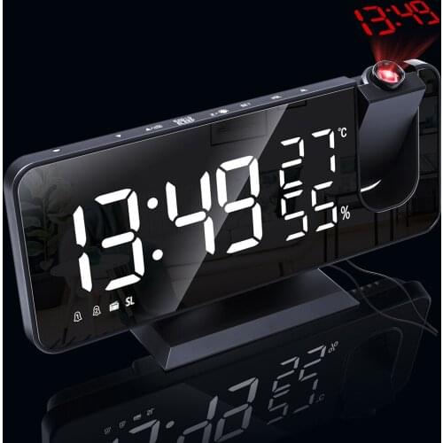 LED Digital Alarm Clock Watch Table Electronic Desktop Clocks USB Wake Up FM Radio Time Projector Snooze Function 2 Alarm