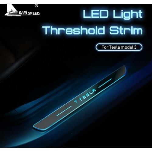AIRSPEED LED Car Door Sills for Tesla Model 3 Scuff Plate Guards Door Sills Protector Threshold Strim for Model 3 Accessories