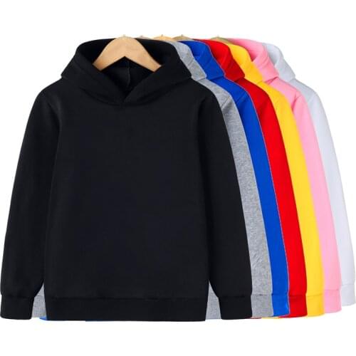 Hoodies Sweatshirts Boys Girls Fashion Solid Color Red Black Gray Pink Autumn Winter Fleece Hip Hop Hoody Kids Brand Casual Tops