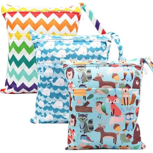 Baby Wet Bag Waterproof Mommy Nappy Diaper Bag for Stroller Reusable Portable Newborn Infant Fashion Pail Liner Pocket 30*36cm