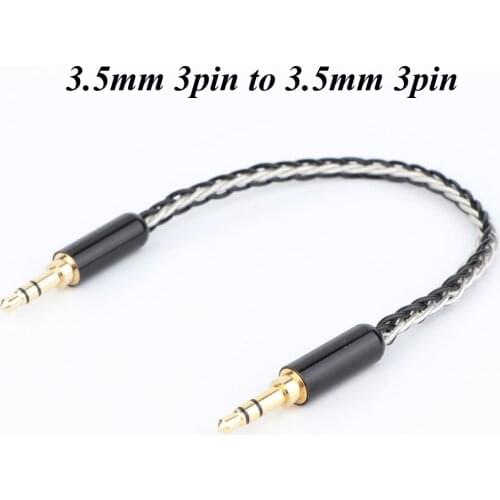 10cm Silver Plated 3.5mm Male to 3.5mm Male Stereo Audio Hifi Audio Cable Aux Cable For Headphones, Smartphones, Note