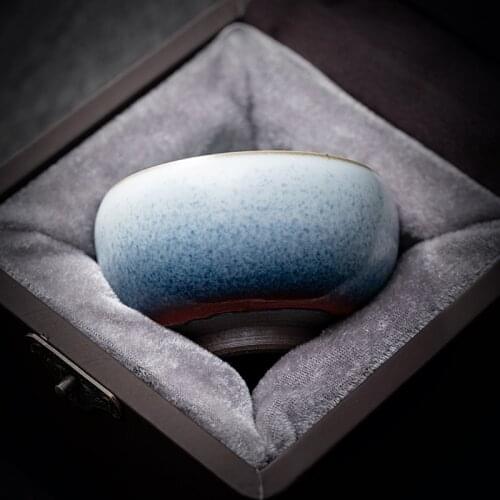 Japanese Tea Cup with Leather Gift Box Ceramic Cups Vintage Teaware Pottery Teacup Master Kiln Change Teacups Puer Tea Bowl Art