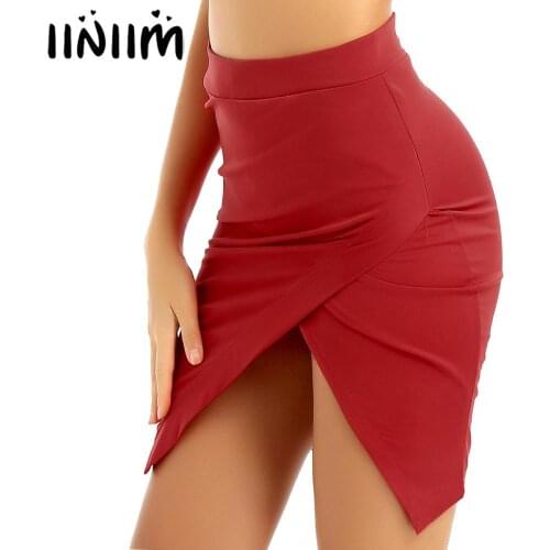 Womens Fashion Sexy Skirts High Waist Wrap Front Stretchy Work Business Casual Cocktail Parties Femme Bodycon Midi Pencil Skirt
