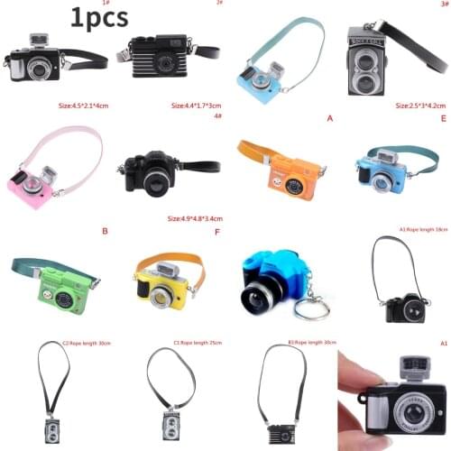 1pcs 1:12 Dollhouse Miniature Stylish Retro Strap Strap Multi-color Dslr Camera Dollhouse Decoration Childrens Play Toys Model