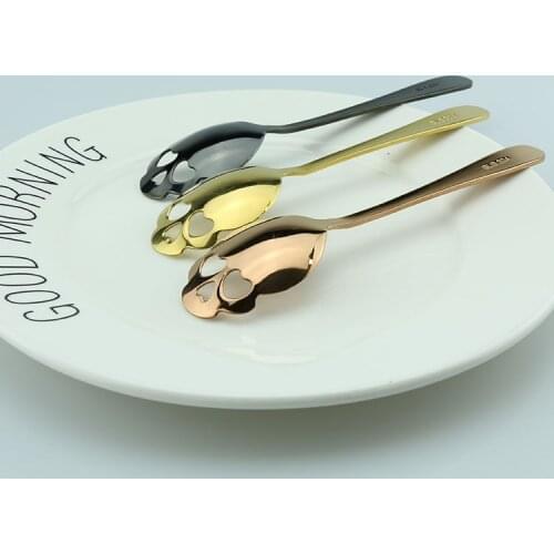 1PCS Creative Kitchen Tools Skull Spoon Coffee Teaspoon Whipped Coffee Steel Mixing Dessert Novelty Drink Tableware Bone Pattern