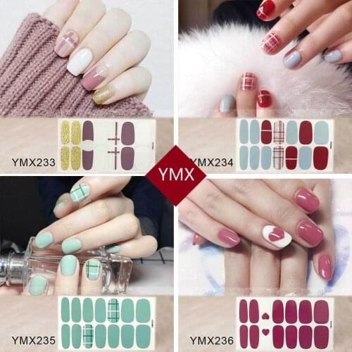 14Tips/Sheet Fashion Nail Wrap Stickers Mixed Designs Self-adhesive Nail Polish Foils 3D Stickers Nail Art Decorations Salon