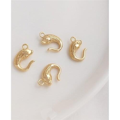 14K Gold Filled Fish-shaped clasp pendant hook end clasp handcrafted jewelry clasp DIY necklace clasp accessories