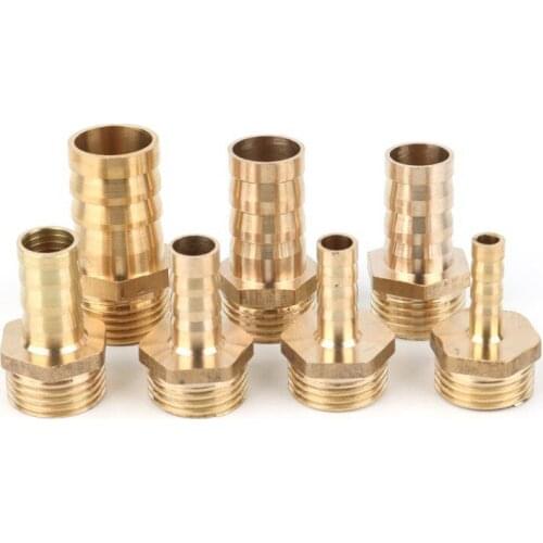 2Pcs 1/2'' Male Thread To 6/8/10/12/14/16/19Mm Copper Pagoda Joints Straight Barbed Quick Connector Aquarium Air Pump Fittings