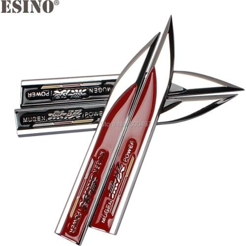 20 x Fashion Car Styling 3D Body Fender Side Metal Chrome Zinc Alloy Knife Side Emblems Badges Car Accessories For Mugen Power